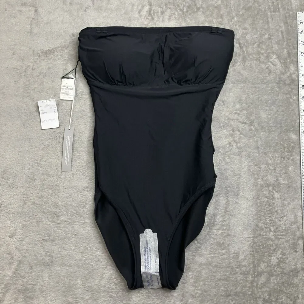 J.Crew Gemma One Piece Swimsuit 6 Black Convertible Classic Sculpt Strapless